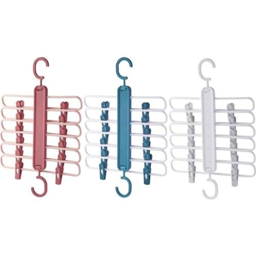 Multi-layer Drying Rack Magic Hanging Clothes Pant Hanger Rack Multifunction Trousers Organizer with Clips