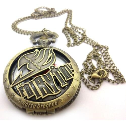 FAIRY TAIL Animation cartoon Fashion quartz Hollow men and woman gift Necklace pocket watch
