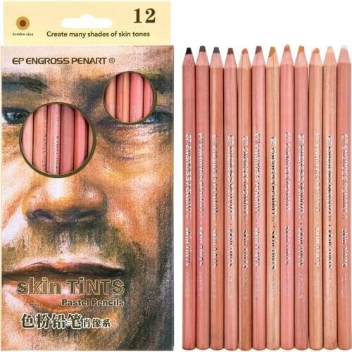 12Pcs Wood Pastel Pencil Set Basis Skin Pastel Color Pencil for Artist Drawing School Office Lapices De Colores Pencils Supplies
