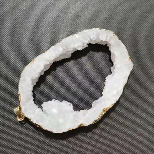 Natural Agate geode slice Gold Edge mineral crystal stone slice for DIY 1pc