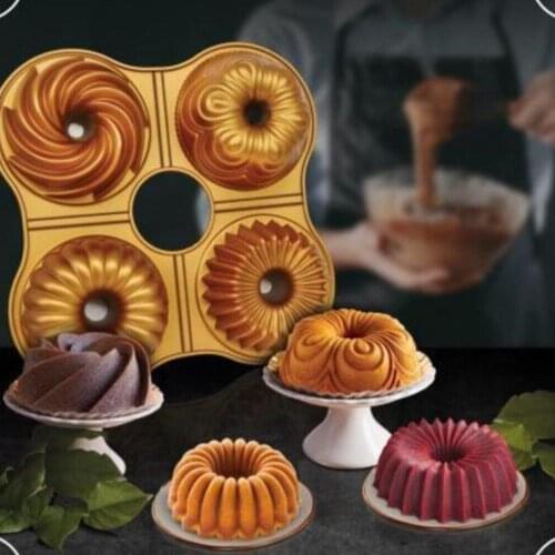 2021 New Multiple Shapes Cake Decorating Mold 4 in 1 Spiral Granite Pan Party Dessert Pastry Tools Kitchen Bakeware Mousse