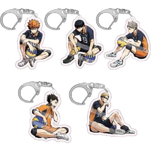 New Volleyball Boy Key Chain Ring Anime Haikyuu!! Keyring Cute Cartoon Keychain Sleutelhanger Acrylic Key Ring Chain Pendant