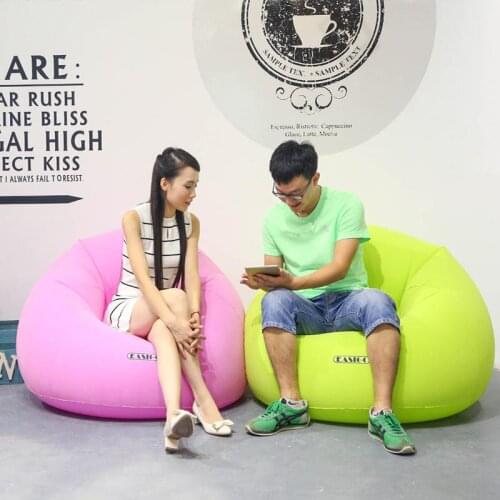 Pvc flocking inflatable beanbag single sofa , air home furniture in air version, rush air come bean bag sofa cushion
