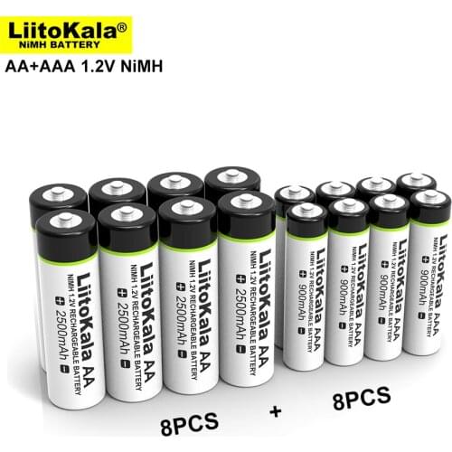 Liitokala 1.2V AA 2500mAh AAA 900mAh Ni-MH Rechargeable Battery for Temperature Gun Remote Control Mouse toy Batteries
