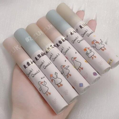 Girls Cute Duck Misty Silky Lip Gloss Velvet Matte Lip Mud Color Long Lasting Lipstick 1 Pcs TSLM1
