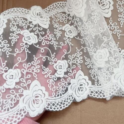 Thicken White Bilateral flower mesh Embroidered Lace Ribbon for Garments Hometexile DIY craft lace trims Decors Accessories