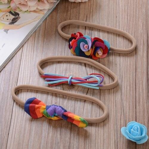 Hot Baby Girls Soft Bowknot Headband Kids Elastic Linen Hair Bands 3PCs a Set Gift Children Kids Princess Band Hair Accessory