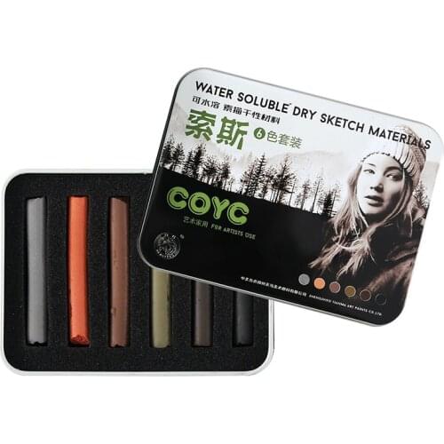 6 Color Professional Charcoal Painting Pen Drawing Art Charcoal Sketch Charcoal Essence Student Supplies Dry Soluble In Water