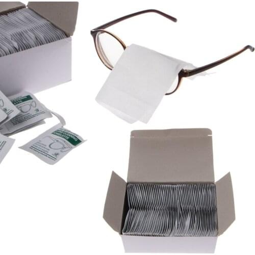 Glasses Lens Cloth 100Pc Cleaning Cloth Disposable Wet Tissue Wipe Anti Frog Lens Glasses Polishing