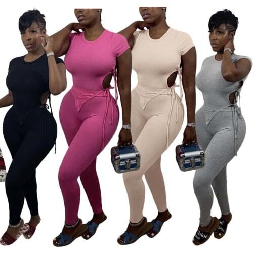 Sexy Womens Solid Color T-Shirt Fashion Casual Suit 2-Piece Set