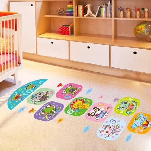 Hopscotch Games Wall Stickers DIY Cartoon Mural Decals for Kids Rooms Baby Bedroom Nursery House Floor Decoration