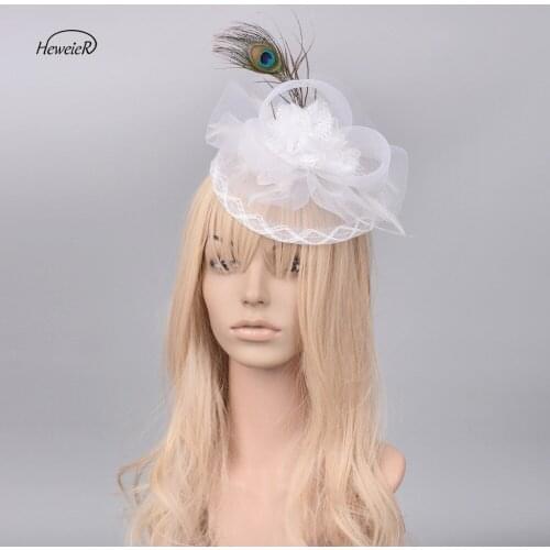 Handmade Headdress Hairpin Hairpiece Lady Women Peacock Feather Fascinators Wedding Races Ascot Cocktail Party Hair Jewelry Clip