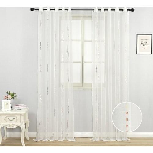 Faux Linen White Striped Screens Colorful Tulle Curtains for Living Room Bedroom Window Translucent Partition Curtains Custom