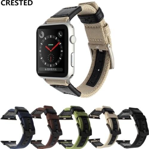 Canvas Leather Strap For Apple Watch band apple watch 5 4 3 band 44mm/40mm iwatch 5 42mm/38mm Wove Nylon bracelet watchband belt
