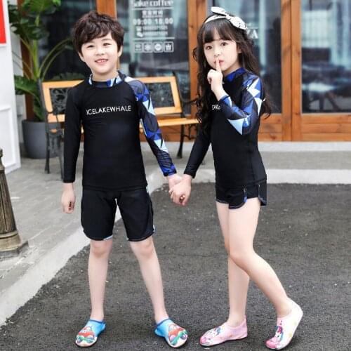 3pcs/set Boys Girls Long Sleeve UPF 50 Sun UV Protection Rash Guards Full Body Swim Surf Run Jog Snorkel Shirt Tights Trunks