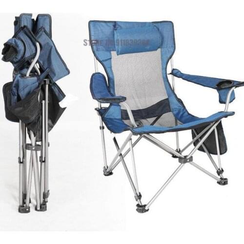 Outdoor folding chair portable backrest fishing recliner lunch break bed camping leisure stool sitting on the beach director cha