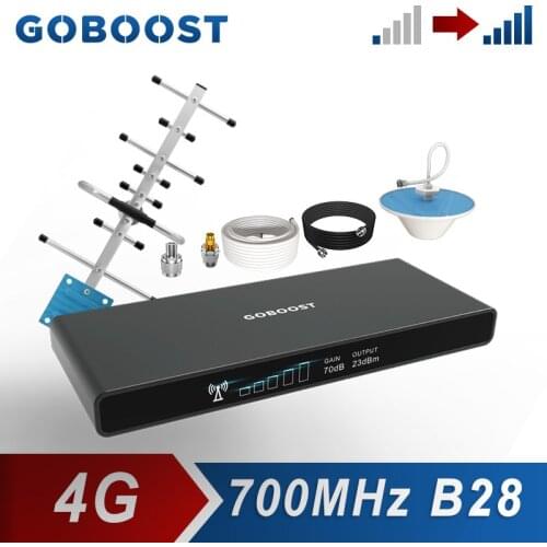 GOBOOST 4G LTE Band 28 Cell Phone Signal Booster 700 MHz Repeater Mobile Network Cellular Amplifier With 13M Cable Kit