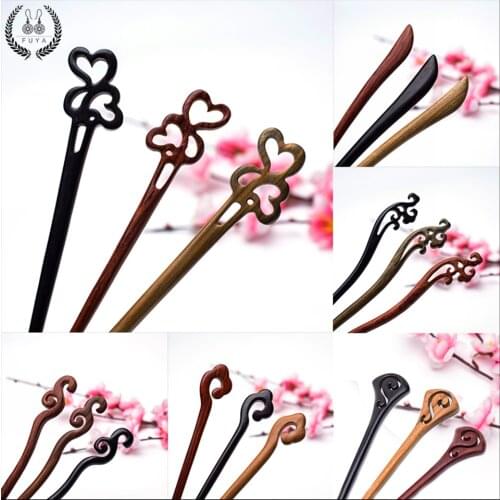 Retro Chinese Hand-carved flower Hair stick Bob Handmade vintage Women jewelry Chinese hair pins Gift with natural fragrance