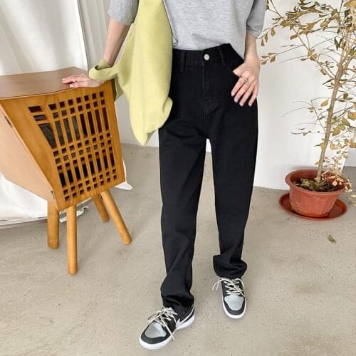 Cotton Wide Leg StreetStyle Women 2021 New Casual Denim Lady long Pants Jeans Vintage able Quality solid Fashion Retro trousers