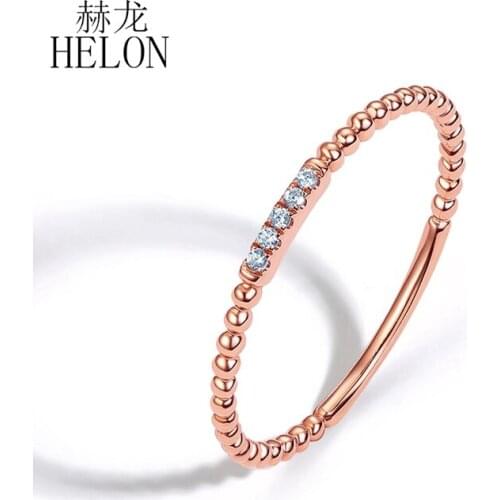 HELON Solid 18k Rose Gold AU750 SI/H Round Natural Diamonds Engagement Ring Trendy Fine Jewely Elegant Unique Gift Wedding Ring