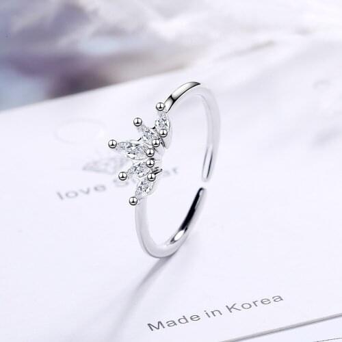 Fashion 925 Sterling Zircon Crown Finger Ring Classic Jewelry For Women Girls Wedding Christmas jz565