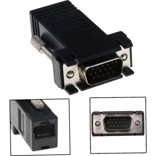 1pcs VGA Extender Male To LAN Video CAT5 CAT6 RJ45 Network Cable Adap New
