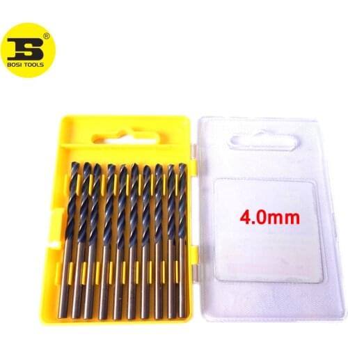 BOSI 10pc 4.0mm Straight Shank Twist Drill Bits For Metal Steel HRC65-68