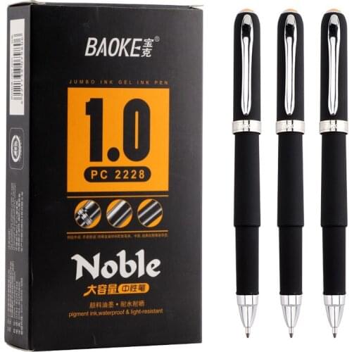 12 Baoke PC2228 Gel Pen 1.0mm Half Needle Tube Pen Pen Large Capacity Signature Pen Water Pen for Office and Business Students
