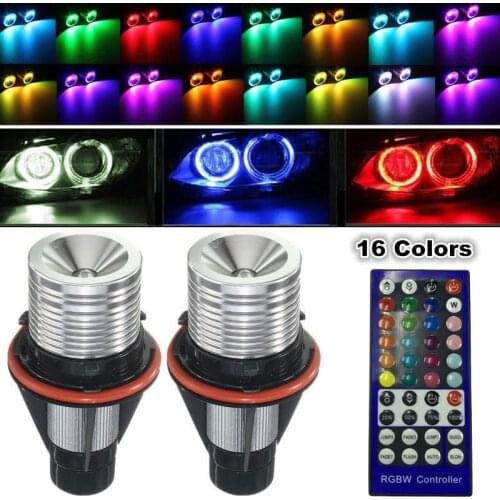 2Pcs/set Multi-Color RGB Remote LED Bulb Flash Car Headlight Fog Light Angel Eyes For BMW E39 E60 E61 E63 E64