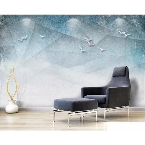 Beibehang Custom wallpaper 3d photo mural Nordic minimalist abstract line geometry bird TV background wall paper papel de parede