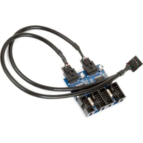 9pin USB header Male 1 to 2/4 Female Extension Cable Card Desktop 9-Pin USB HUB USB 2.0 9 pin Connector Adapter Port Multiplier