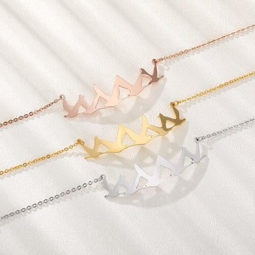 Rose Gold Bird Bracelet Minimal Filve Dove Bracelet Femme Stainless Steel Womens Fashion Accessories Best Friend Gifts Idea BFF