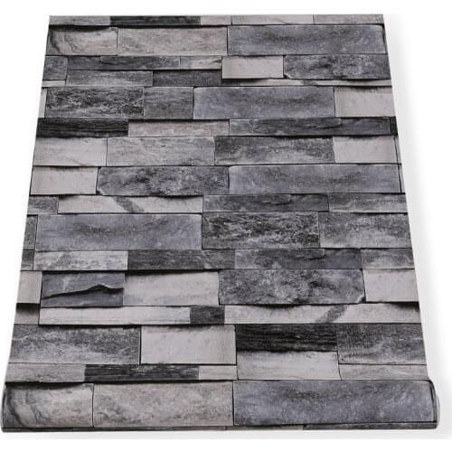 Self Adhesive Faux Stone Wallpaper Rolls For Bedroom Living room TV Background Light Gray Vintage Brick Textured Contact Paper