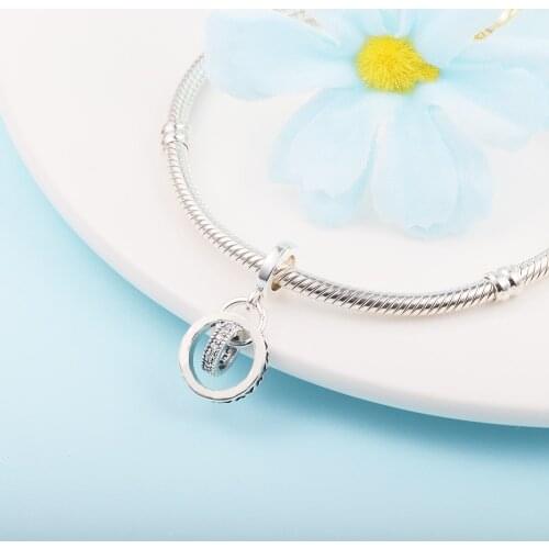 2021 New Fits Pandora Bracelet Charms Women 925 Sterling Silver Logo Circles Dangle Beads for Jewelry Making Berloques