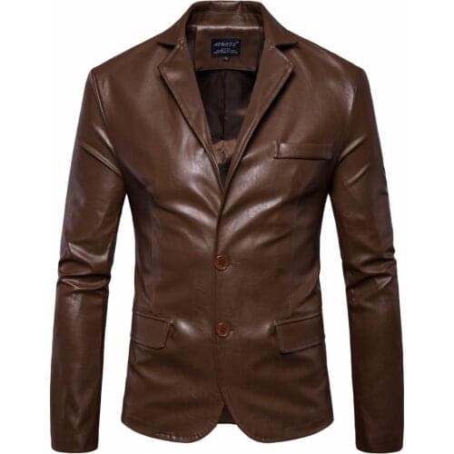 British Business Casual Suit Leather Jacket Men deri ceket erkek Spring Autumn Retro Tops Outwear Male Leather Jacket Coats