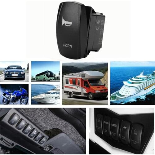 Car RV Marine HORN On Off Rocker Switch Car Boat Caravan Rocker Switches LED Backlit IP66 Waterproof 3-Pin SPST