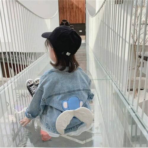 Kids Girls Denim Jacket Long Sleeve Kids Cartoon Jeans Coats Children Clothing Girl Coat Tops for Toddler Girls Jacket 1-8 Yrs