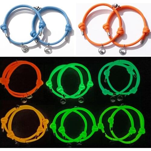 Attract Couples Bracelets Best Friend Bracelet Fluorescent Luminous Shiny Oath Bracelet Rope Weaving Magnet Love Jewelry 2021