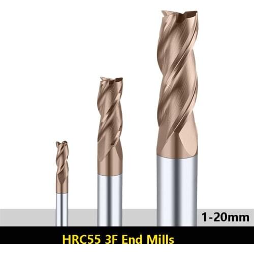 BEYOND 1-20mm End Mills Coated Alloy 3 Flute HRC55 4mm 6mm 2mm Carbide Tungsten Steel Milling Machine CNC Center 1pcs