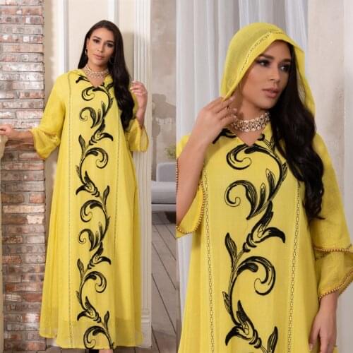 Eid Abayas Women Muslim Fashion Hooded Embroidery Long Dress Elegant Gowns Plus Size Dubai Turkey Arab Caftan Marocain Y1272