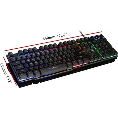 GK50 Rainbow Backlight Gaming Keyboard RGB Gaming Keyboard Dedicated Media Keys & Dial Classic Black White L41E