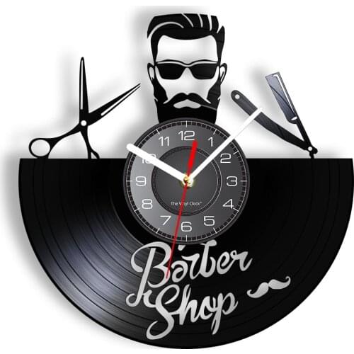 Barber Shop Tools Decorative Wall Clock Scissor And Shaver Hipster Men Club Artwork Decor Silent Hairdresser Hair Beauty Watch