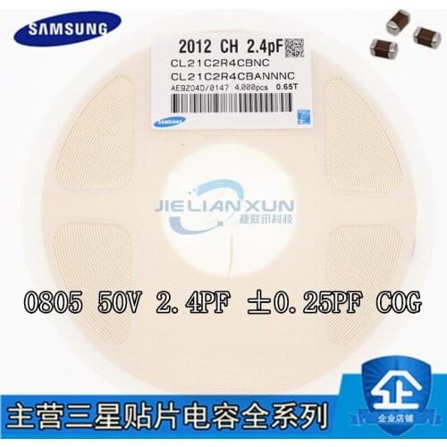 CL21C2R5CBANNNC 0805 2.5pF 2.5 pF ±0.25pF 50V ceramic capacitor C0G, NP0 0805 (2012 metric) CL21C2R4CBANNNC 0805 2.4pF 50V C0G