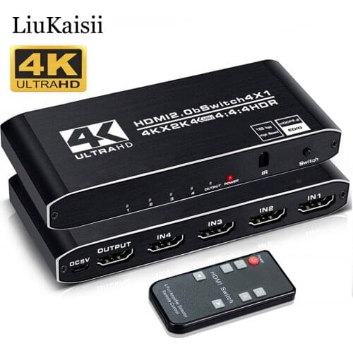 Switch 5 Port HDMI-compati IR Remote Control Switcherble 4 in 1 Out Switcher 4x1 Selector Support 4K@30Hz Ultra HD 3D