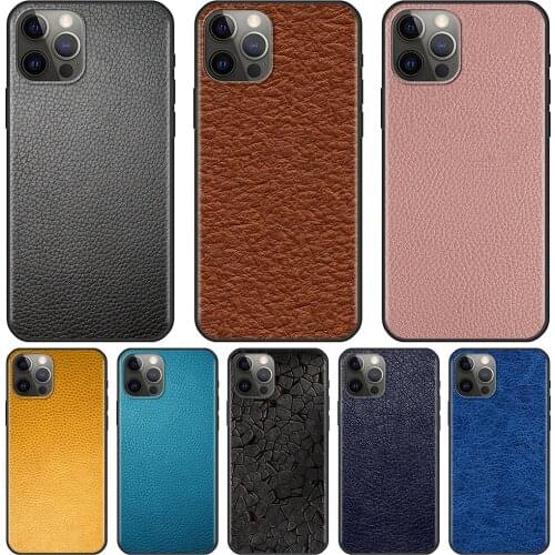 Leather Pattern Coque Phone Fundas For iPhone 12 11 Pro Max XR XS X 7 8 Plus SE Cover Case Capa Guscio Shell