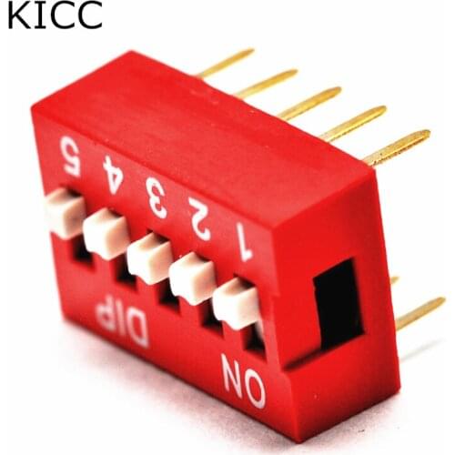 10Pcs Red Toggle switch 5 Limit 2.54mm DIP10 Coding number switch DS-05