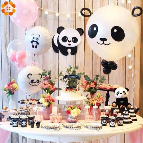 1SET Panda Latex Balloons Cartoon Animal Letter Banner Garland For Baby Shower Favors Birthday Party Decorations Kids DIY Gift