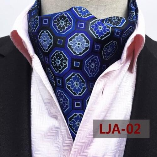Fashion Unique Design Tie Luxury Vintage Floral Ascot Classic Britsh Style Jacquard Woven Ascots for Men