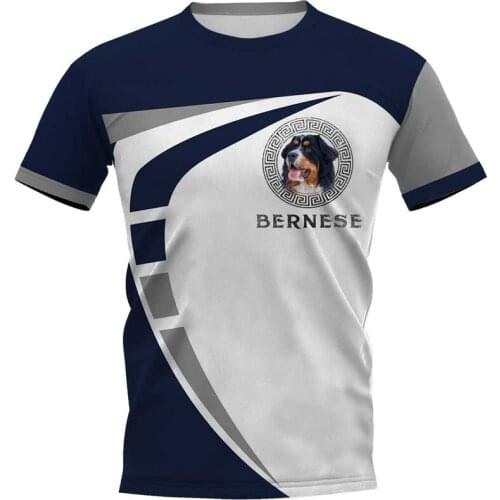 CLOOCL Mens T-shirt Bernese Mountain 3D Print Chest Dog Face Logo Tee Shirt Clothing Unisex Short Sleeve Polyester Tops