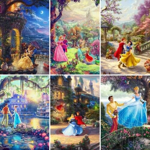 DIY 5D Diamond Painting Disney Cartoon Princess Prince In Castle Cross Stitch Kits Embroidery Full Dill Mosaic Home Decor Child